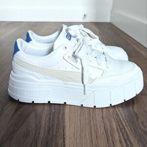 Puma Mayze Stack White / Royal Sapphire Platform Sneakers